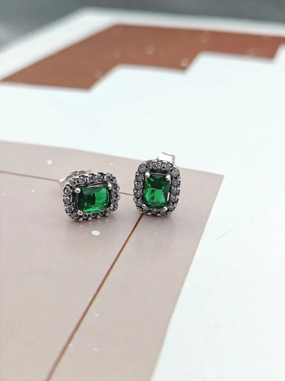 Pandora Sparkling Rectangular Stud Earrings